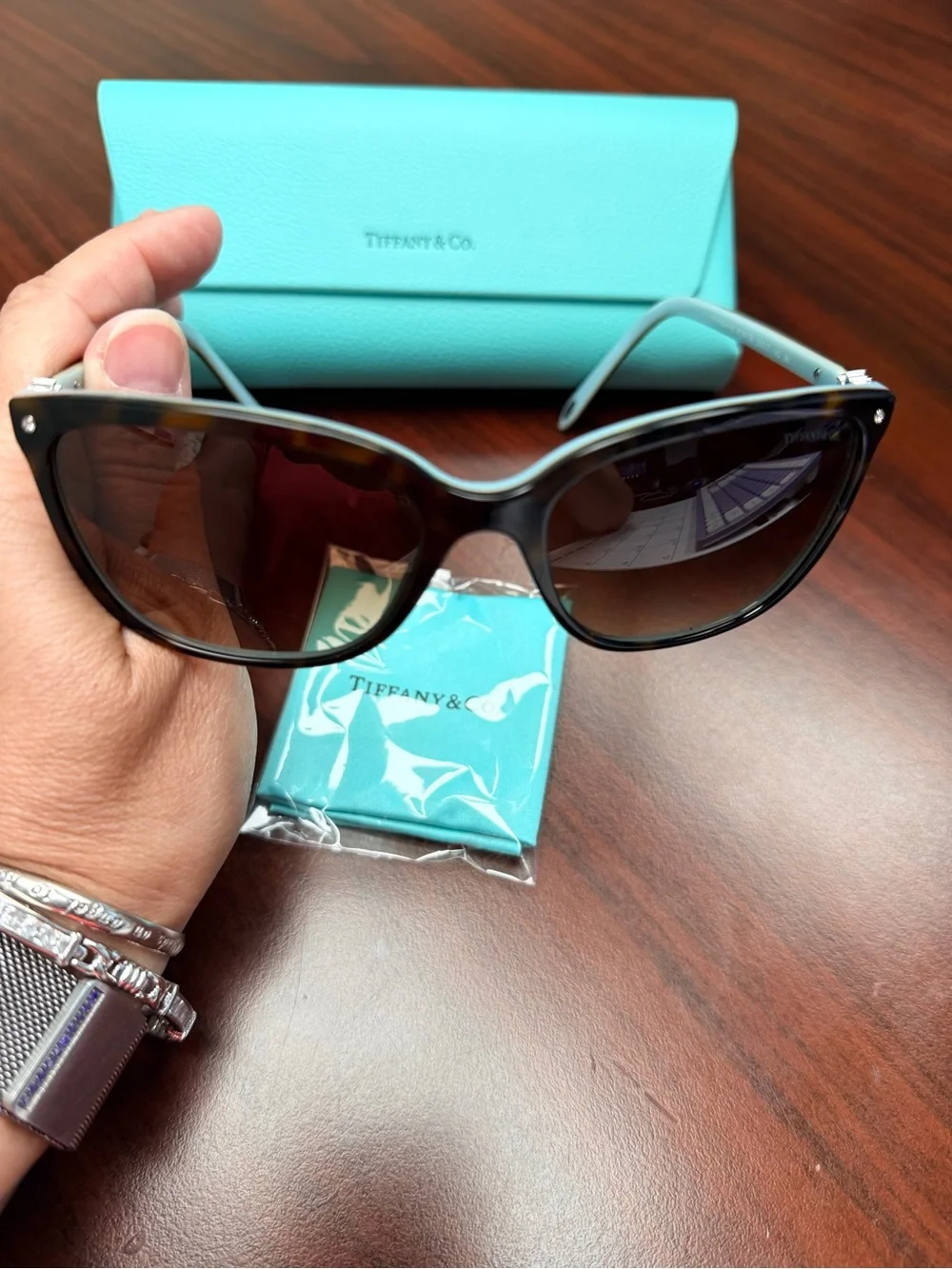 Tiffany & Co. Tortoiseshell Sunglasses with Tiffany Blue Case